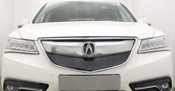 4 299 р. Защитная сетка решетки радиатора Стрелка 11 Премиум (алюминий) Acura MDX YD3 дорестайлинг (2013-2016) (Цвет: черный)  с доставкой в г. Йошкар-Ола. Увеличить фотографию 2