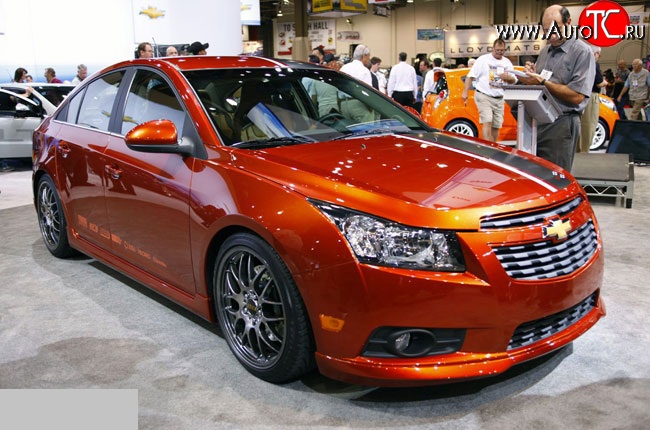 3 799 р. Накладка Z-Line на передний бампер Chevrolet Cruze J300 седан рестайлинг (2012-2015) (Неокрашенная)  с доставкой в г. Йошкар-Ола