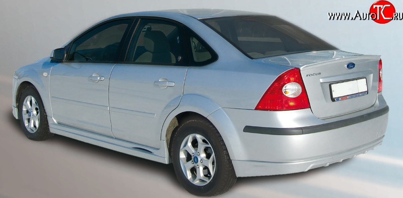 4 999 р. Накладка заднего бампера FT Ford Focus 2  седан дорестайлинг (2004-2008) (Неокрашенная)  с доставкой в г. Йошкар-Ола