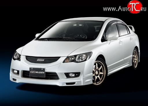 6 499 р. Накладка переднего бампера Mugen Style  Honda Civic  FD (2009-2011) седан рестайлинг (Неокрашенная)  с доставкой в г. Йошкар-Ола