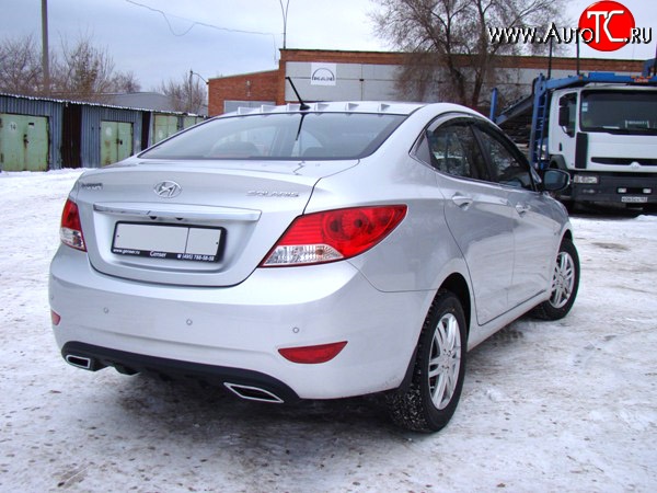 3 099 р. Диффузор заднего бампера Sport var №1  Hyundai Solaris  RBr (2010-2014) седан дорестайлинг (Неокрашенный (глянец под окраску))  с доставкой в г. Йошкар-Ола