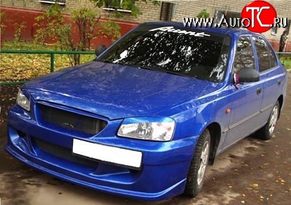 7 499 р. Передний бампер ATH New Hyundai Accent седан ТагАЗ (2001-2012) (Неокрашенный)  с доставкой в г. Йошкар-Ола