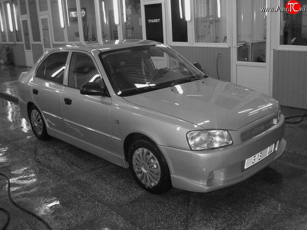 5 699 р. Передний бампер Classic Style Hyundai Accent седан ТагАЗ (2001-2012) (Неокрашенный)  с доставкой в г. Йошкар-Ола