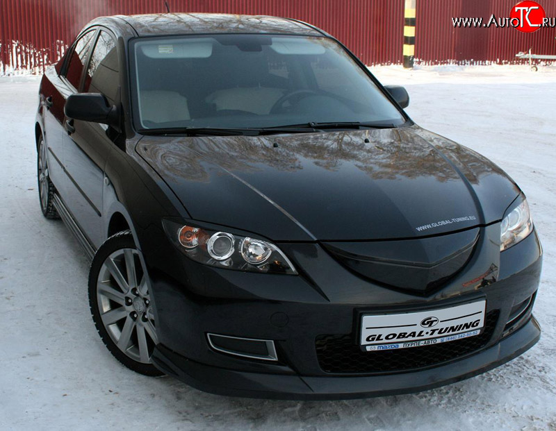 729 р. Реснички на фары Global-Tuning Mazda 3/Axela BK дорестайлинг седан (2003-2006) (Неокрашенные)  с доставкой в г. Йошкар-Ола