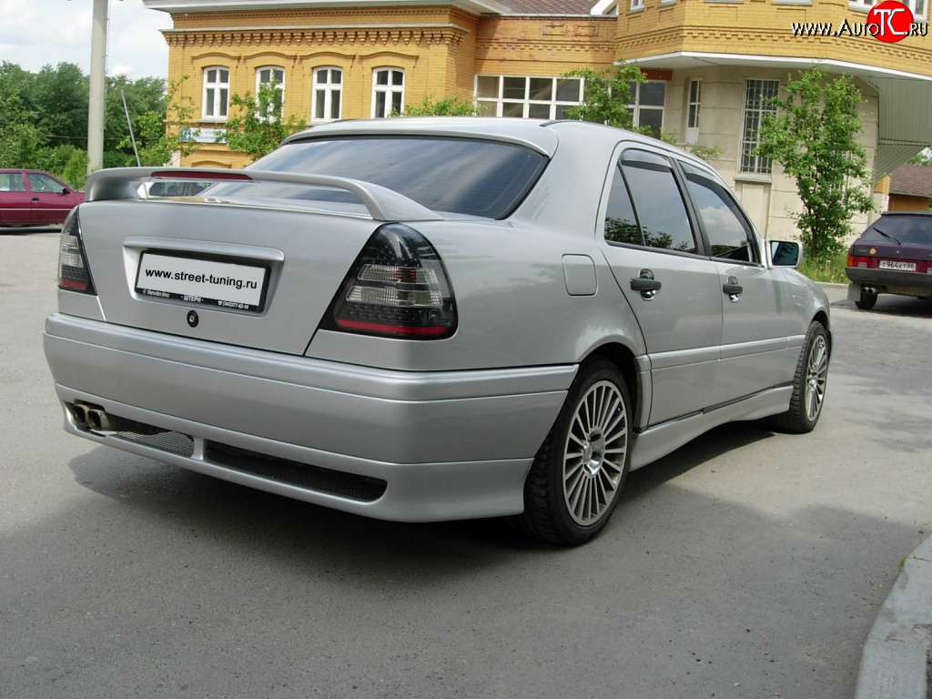 4 049 р. Накладка заднего бампера Rieger Mercedes-Benz C-Class W202 дорестайлинг седан (1993-1997)  с доставкой в г. Йошкар-Ола