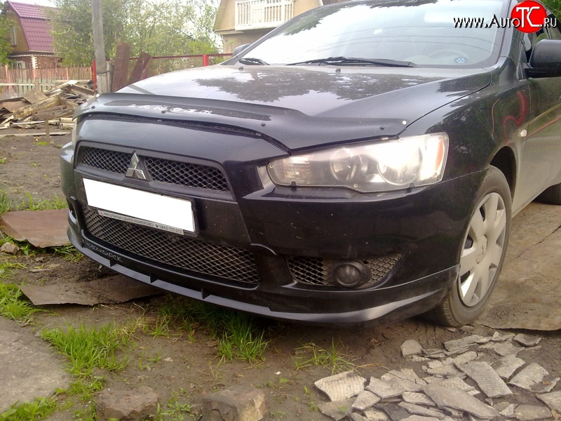 3 599 р. Накладка переднего бампера Elegance Mitsubishi Lancer 10 хэтчбэк дорестайлинг (2007-2010) (Неокрашенная)  с доставкой в г. Йошкар-Ола