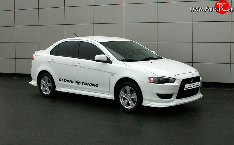 4 749 р. Пороги накладки Global-Tuning Mitsubishi Lancer 10 седан дорестайлинг (2007-2010) (Неокрашенные)  с доставкой в г. Йошкар-Ола