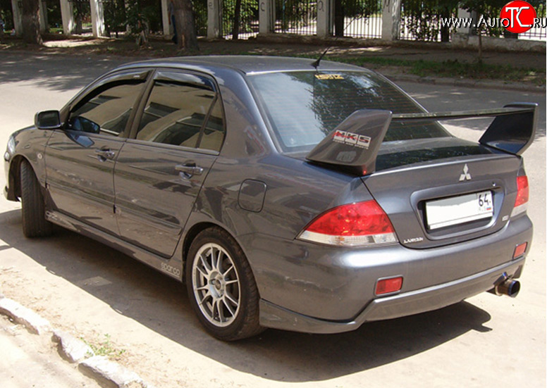 4 189 р. Накладка на задний бампер M-VRS  Mitsubishi Lancer  9 CS (2003-2009) седан 1-ый рестайлинг, седан 2-ой рестайлинг (Неокрашенная)  с доставкой в г. Йошкар-Ола