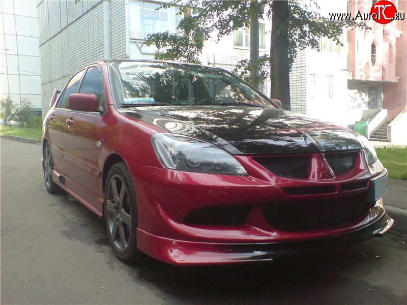 6 399 р. Накладка переднего бампера Evo Mitsubishi Lancer 9 2-ой рестайлинг седан (2005-2009) (Неокрашенная)  с доставкой в г. Йошкар-Ола