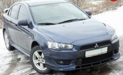 899 р. Вставка переднего бампера (зубатка) Evo  Mitsubishi Lancer  10 (2007-2017) седан дорестайлинг, хэтчбэк дорестайлинг, седан рестайлинг, хэтчбек 5 дв рестайлинг (Неокрашенная)  с доставкой в г. Йошкар-Ола. Увеличить фотографию 3