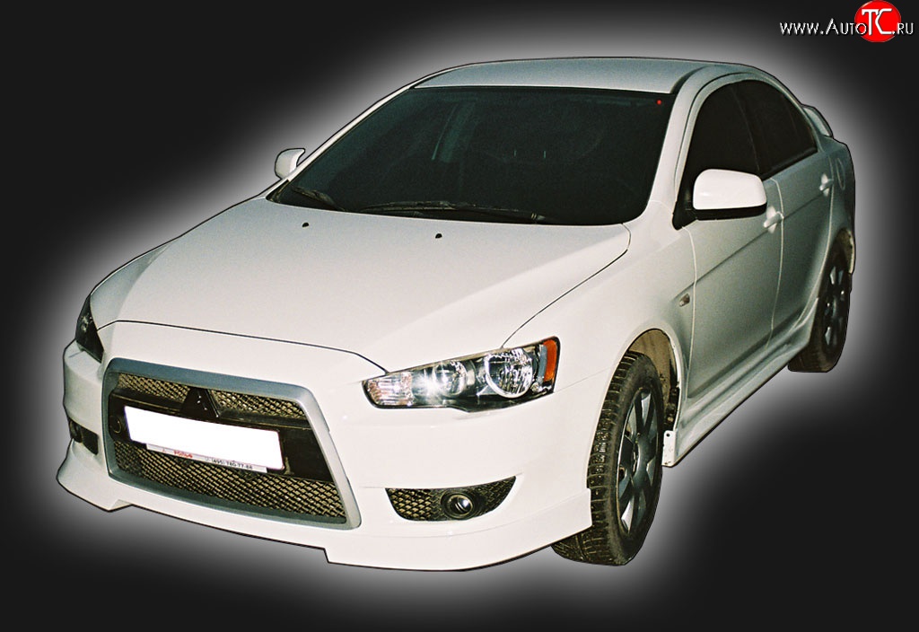 4 249 р. Накладка переднего бампера GT Dynamics Mitsubishi Lancer 10 хэтчбэк дорестайлинг (2007-2010) (Неокрашенная)  с доставкой в г. Йошкар-Ола