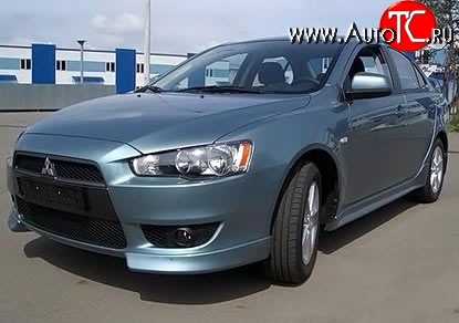 3 099 р. Клыки Evo на передний бампер автомобиля Mitsubishi Lancer 10 хэтчбэк дорестайлинг (2007-2010) (Неокрашенные)  с доставкой в г. Йошкар-Ола