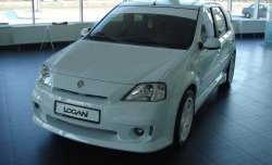 11 999 р. Передний бампер Power DM Renault Logan 1 дорестайлинг (2004-2010) (Без сетки, Неокрашенный)  с доставкой в г. Йошкар-Ола. Увеличить фотографию 2