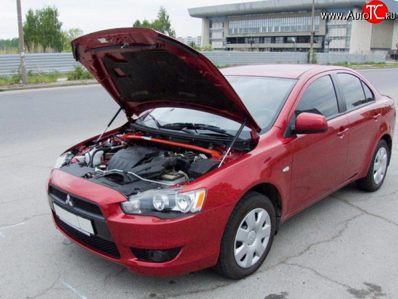 2 449 р. Упоры капота Sport Mitsubishi Lancer 10 CY седан рестайлинг (2011-2017)  с доставкой в г. Йошкар-Ола