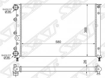 Радиатор двигателя SAT (пластинчатый, 1.6 / 2.0, МКПП) Alfa Romeo 147 937A дорестайлинг, хэтчбэк 3 дв. (2000-2004)