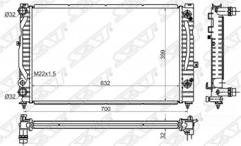 Радиатор двигателя SAT Audi A4 (B5 8D2 седан,  B5 8D5 универсал), A6 (C5), Skoda Superb седан, Volkswagen Superb (седан)