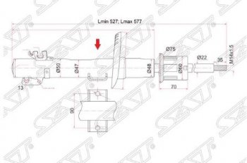 3 599 р. Амортизатор передний SAT (LH=RH) Audi A1 8X1 хэтчбэк 3 дв. дорестайлинг (2010-2014)  с доставкой в г. Йошкар-Ола. Увеличить фотографию 1