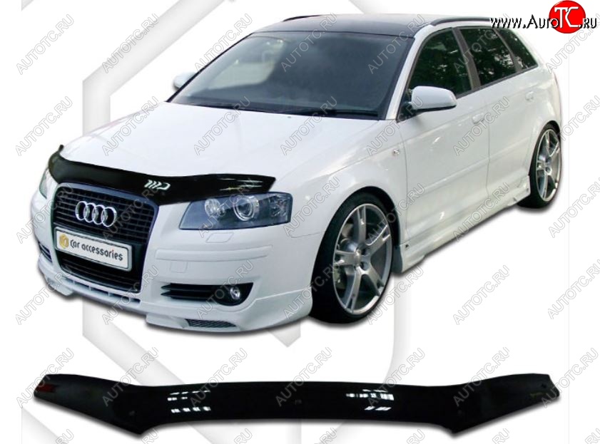 1 999 р. Дефлектор капота CA-Plastiс Audi A3 8PA хэтчбэк 5 дв. 1-ый рестайлинг (2004-2008) (Classic черный, Без надписи)  с доставкой в г. Йошкар-Ола