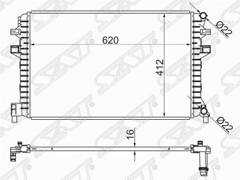 Радиатор двигателя SAT (пластинчатый) Skoda Octavia A7 дорестайлинг лифтбэк (2012-2017)