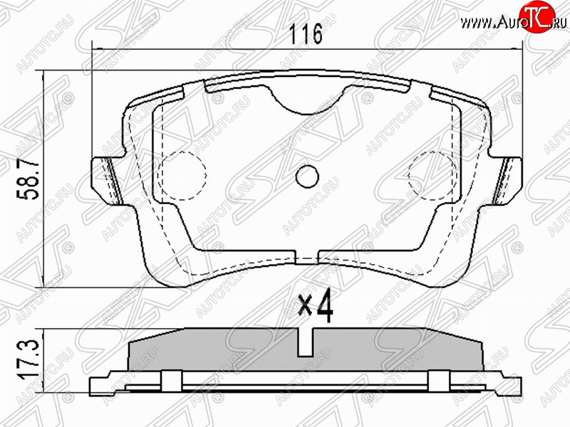 1 349 р. Колодки тормозные задние SAT Audi A4 B8 дорестайлинг, седан (2007-2011)  с доставкой в г. Йошкар-Ола