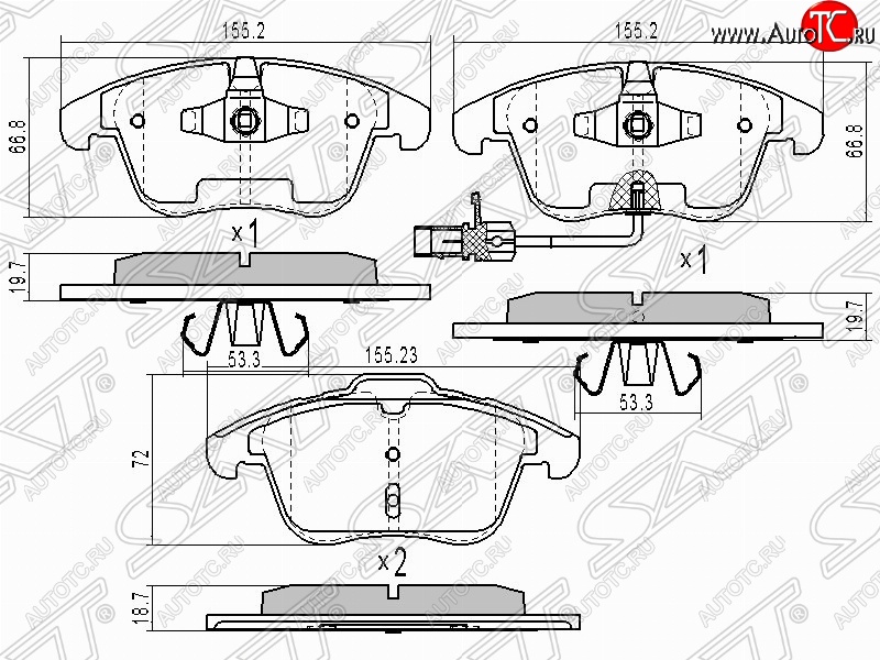 1 549 р. Колодки тормозные передние SAT Audi A6 C6 дорестайлинг, седан (2004-2008)  с доставкой в г. Йошкар-Ола