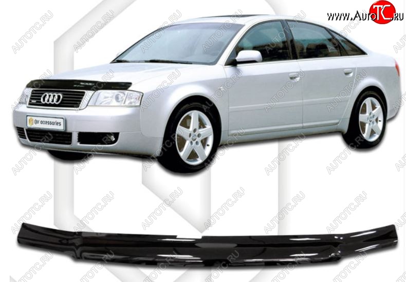 1 999 р. Дефлектор капота CA-Plastiс  Audi A6  C5 (1997-2004) дорестайлинг, седан, рестайлинг, седан (Classic черный, Без надписи)  с доставкой в г. Йошкар-Ола