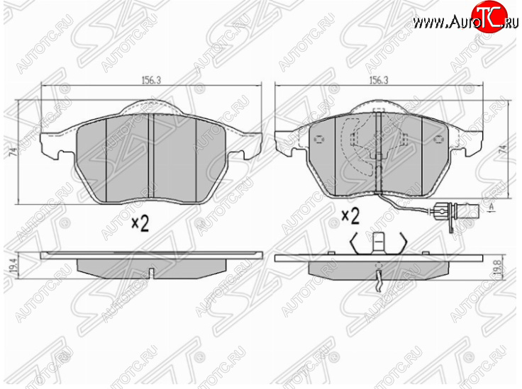 1 779 р. Комплект тормозных колодок SAT (передние) Volkswagen Passat B6 универсал (2005-2010)  с доставкой в г. Йошкар-Ола