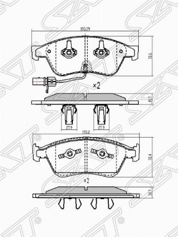 Колодки тормозные SAT Audi A6 C6 дорестайлинг, седан (2004-2008)