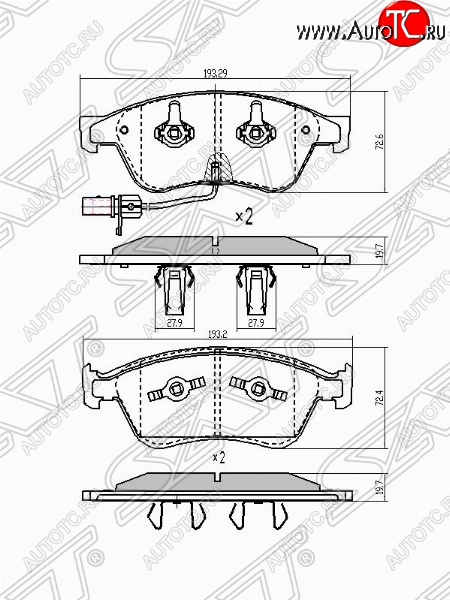 2 199 р. Колодки тормозные SAT Audi A6 C6 дорестайлинг, седан (2004-2008)  с доставкой в г. Йошкар-Ола