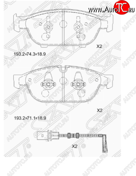 3 599 р. Комплект передних тормозных колодок SAT (Китай)  Audi A6  C7 - A8  D4  с доставкой в г. Йошкар-Ола