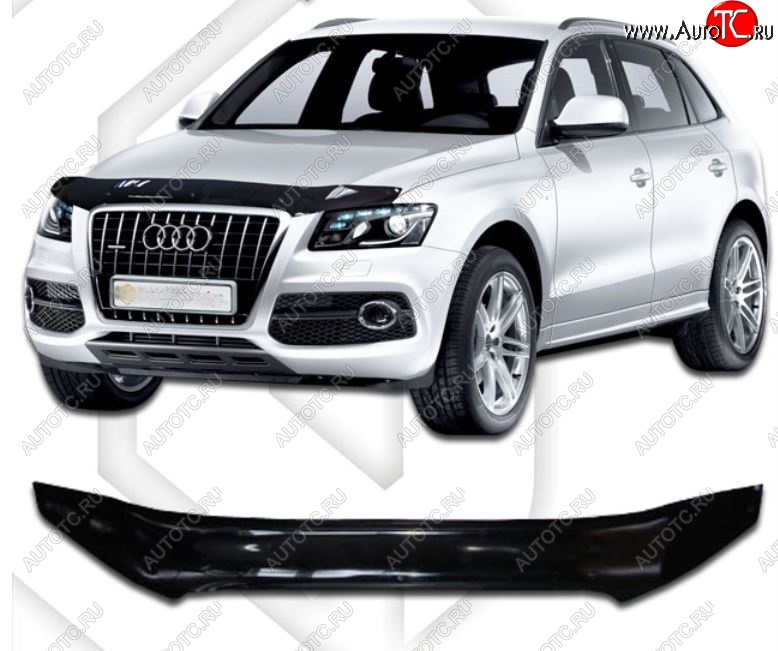 2 269 р. Дефлектор капота CA-Plastic  Audi Q5  8R (2008-2012) дорестайлинг (Classic черный, Без надписи)  с доставкой в г. Йошкар-Ола