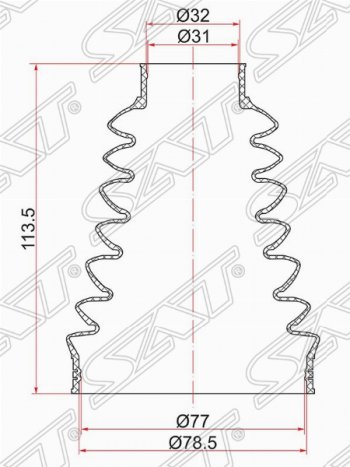 Пыльник ШРУСа (внутренний) SAT Renault Kangoo KW0 дорестайлинг (2008-2013)