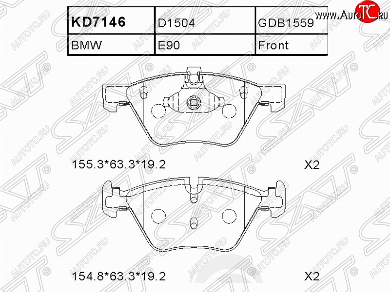 1 649 р. Колодки тормозные SAT (передние). BMW 1 серия E82 купе 1-ый рестайлинг (2007-2011)  с доставкой в г. Йошкар-Ола