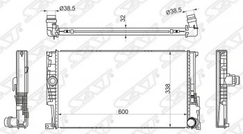 Радиатор двигателя SAT (пластинчатый, 600х338х32 мм)  1 серия ( F21,  F20), 3 серия ( F34,  F30), 4 серия  F32