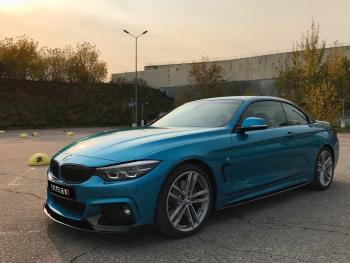 14 499 р. Сплиттер переднего бампера М-Perfomance  BMW 4 серия ( F32,  F36) (2013-2020) купе дорестайлинг, лифтбэк дорестайлинг, купе рестайлинг, лифтбэк рестайлинг (цвет: черный матовый)  с доставкой в г. Йошкар-Ола. Увеличить фотографию 3