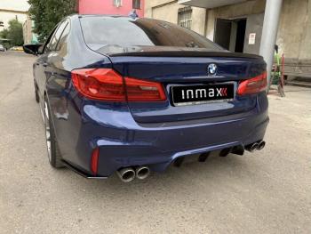 5 999 р. Накладки M-Perfomance под задний бампер (мини-лезвия) Inmax BMW 5 серия G30 дорестайлинг, седан (2016-2020) (цвет: черный глянец)  с доставкой в г. Йошкар-Ола. Увеличить фотографию 4