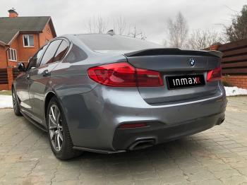 5 999 р. Накладки M-Perfomance под задний бампер (мини-лезвия) Inmax BMW 5 серия G30 дорестайлинг, седан (2016-2020) (цвет: черный глянец)  с доставкой в г. Йошкар-Ола. Увеличить фотографию 6