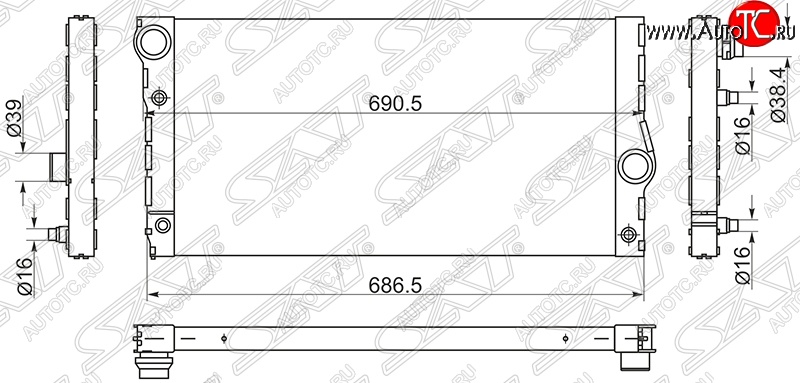 13 249 р. Радиатор двигателя SAT (пластинчатый) BMW 5 серия F10 рестайлинг, седан (2013-2017)  с доставкой в г. Йошкар-Ола