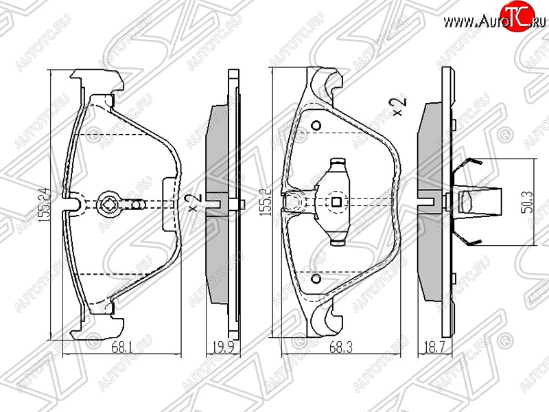 1 249 р. Колодки тормозные SAT (передние) BMW 5 серия F10 седан дорестайлинг (2009-2013)  с доставкой в г. Йошкар-Ола