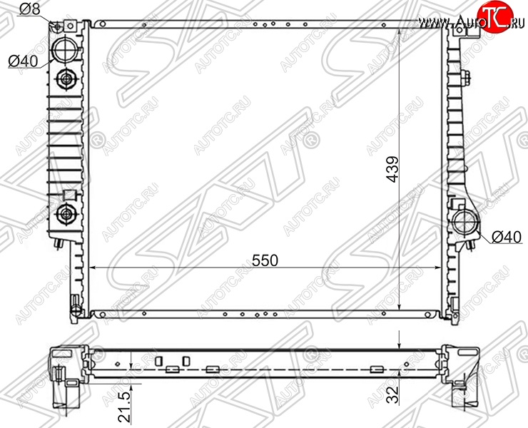 9 399 р. Радиатор двигателя SAT (пластинчатый) BMW 5 серия E34 универсал (1988-1996)  с доставкой в г. Йошкар-Ола