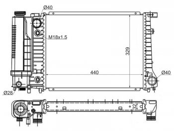 Радиатор двигателя SAT (пластинчатый, 1.6/1.8/2.0/2.3/2.5/2.8)  3 серия ( E30,  E36), 5 серия  E34