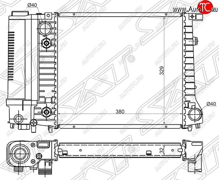 8 849 р. Радиатор двигателя SAT (пластинчатый, 1.6/1.8) BMW 3 серия E30 седан (1982-1991)  с доставкой в г. Йошкар-Ола
