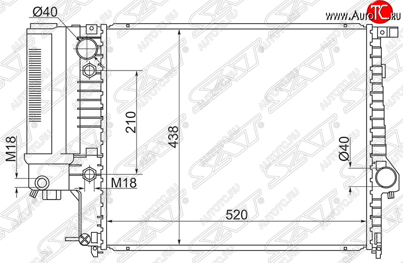 9 549 р. Радиатор двигателя SAT (пластинчатый, 1.8/2.0/2.5)  BMW 5 серия  E34 (1988-1996) седан дорестайлинг, универсал  с доставкой в г. Йошкар-Ола