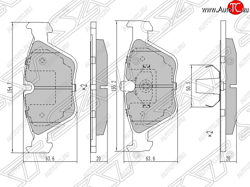 1 349 р. Колодки тормозные SAT (передние)  BMW 3 серия  E46 - X3  E83  с доставкой в г. Йошкар-Ола