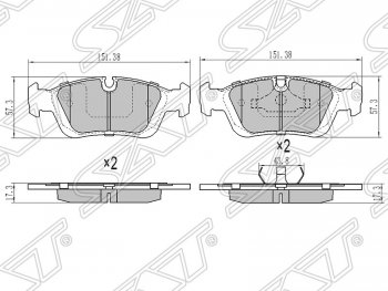 Колодки тормозные SAT (передние) BMW (БМВ) 3 серия ( E36,  E46) (1990-2005) E36, E46 седан, седан дорестайлинг, седан рестайлинг