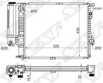 9 449 р. Радиатор двигателя SAT (пластинчатый, 2.0 / 2.3 / 2.8)  BMW 5 серия  E39 (1995-2003) седан дорестайлинг, седан рестайлинг  с доставкой в г. Йошкар-Ола. Увеличить фотографию 1