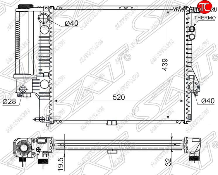 9 449 р. Радиатор двигателя SAT (пластинчатый, 2.0 / 2.3 / 2.8)  BMW 5 серия  E39 (1995-2003) седан дорестайлинг, седан рестайлинг  с доставкой в г. Йошкар-Ола