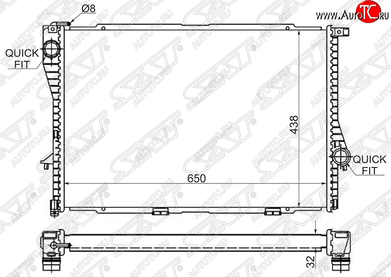 9 299 р. Радиатор двигателя SAT (пластинчатый) BMW 7 серия E38 дорестайлинг, седан (1994-1998)  с доставкой в г. Йошкар-Ола