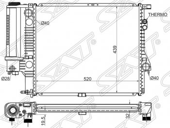 Радиатор двигателя SAT (трубчатый, 2.0 / 2.3 / 2.8) BMW 5 серия E39 седан рестайлинг (2000-2003)