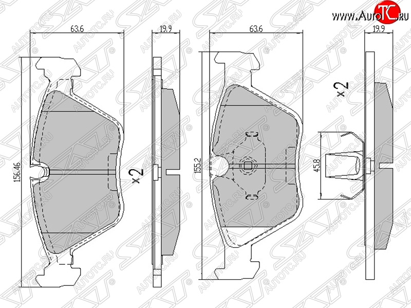 1 359 р. Колодки тормозные SAT (передние)  BMW 3 серия  E46 - X3  E83  с доставкой в г. Йошкар-Ола